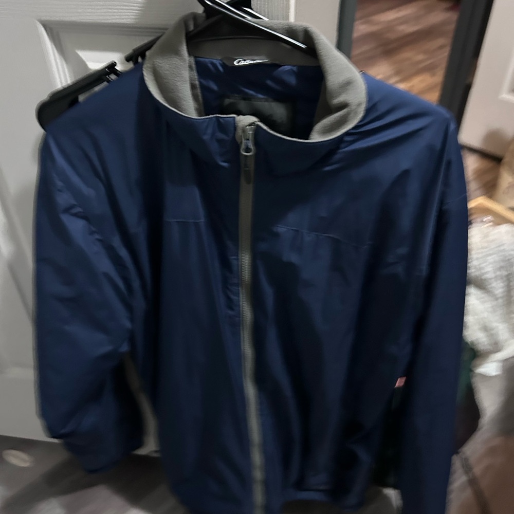 Navy Blue Jacket with Gray Collar